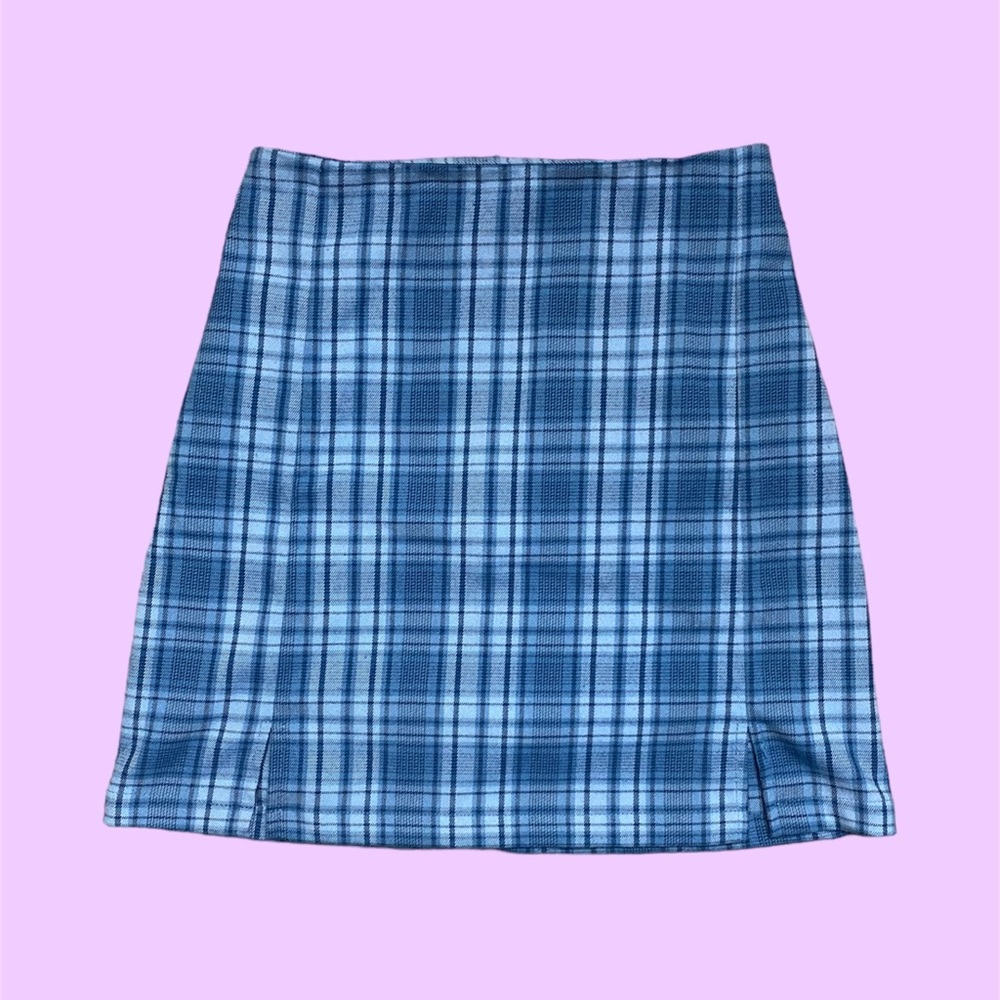 Brandy Melville Blue Plaid Skirt